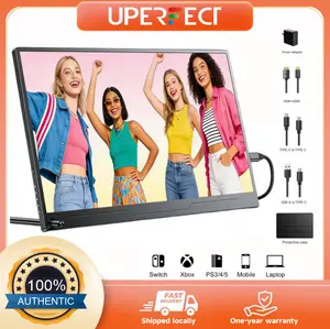 UPERFECT 15.6 inches Portable Monitor USB-C Port HDMI Output Ultra-thin Design with Stand Compatible with Laptops, PCs, Macs, Mobile Phones, PS, Xbox, Switch, and More Equipped with IPS Full HD Display Built-in Speakers [Ships Locally]