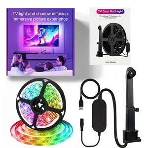 TV LED Backlight with Camera for 32-85 Inch Screens, 13 Feet LED Strip Light Sync to Music, Smart Led Lighting, RGB Color Changing, Smart APP Control, USB Powered
