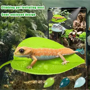 3pcs Frog Habitat Leaf Suction Cup, Reptile Basking Area Resting Terrace, Simulated Leaves Tank Accessories for Geckos