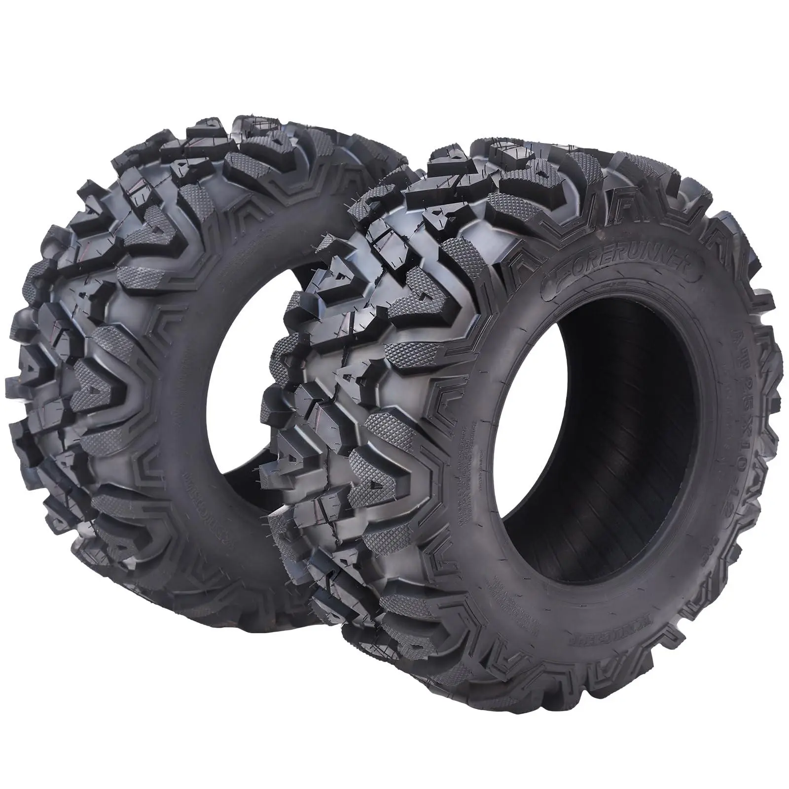 Gaomon All-Terrain Tubeless 6-Ply ATV/UTV Tire Set, 25x10-12 Size, 50F Load/Speed Rating, Mudlug Design, Puncture-Resistant, Aggressive Grip, All-Terrain Construction, for Mud Trails (AT25x10-12-6PR TL KNIGHT Specs), 6-Ply Atv/Utv Tires