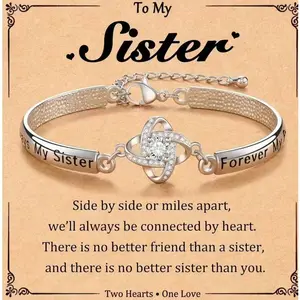 Engraved 'Always My Mother/Daughter/Sister Forever My Friend’ Love Knot/Infinity Bangle Bracelet, Birthday Anniversary Valentines Xmas Jewelry Presents for Women