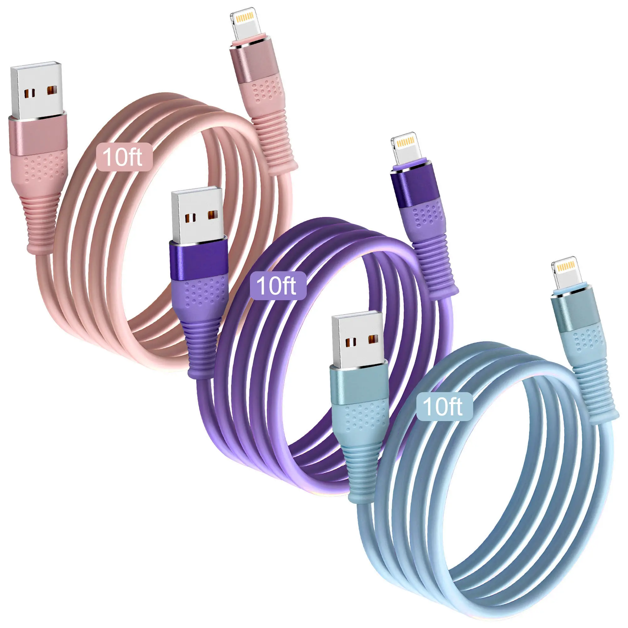 iPhone Charger Cable 3pack 10FT  MFi Certified Long Lightning Cable Fast Charging High Speed Data Sync USB Cable Compatible iPhone 14/13/12/11 Pro Max/XS MAX/XR/XS/X/8/7/Plus/6S