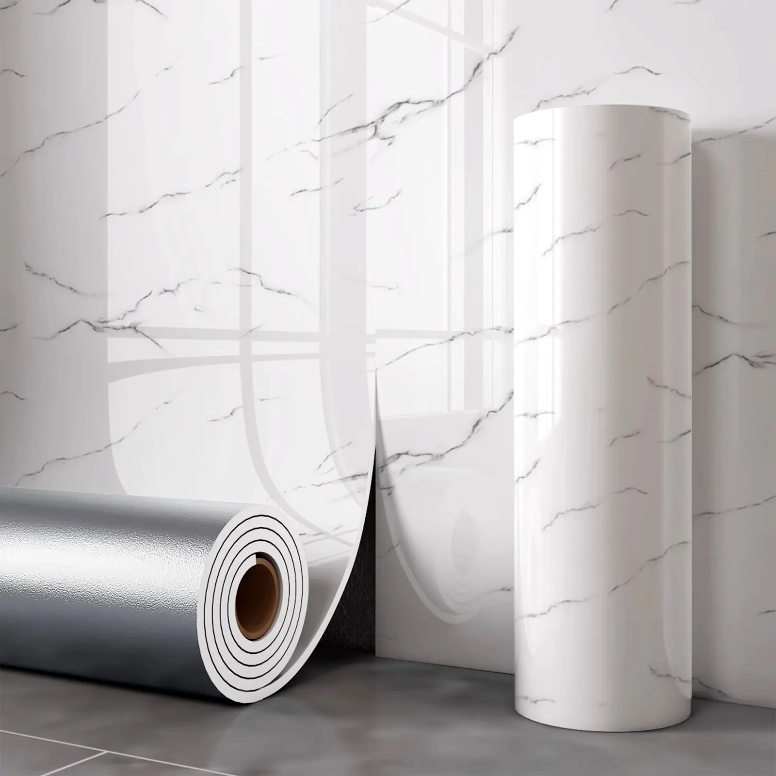 Thick Self-Adhesive Tile Look Marble Backsplash Wallpaper Wall Stickers, Peel and Stick Wallpaper Designs, Waterproof Moistureproof Moldproof, DIY Decor for Kitchen Bedroom Living Room Bathroom, DIY Wallpapers