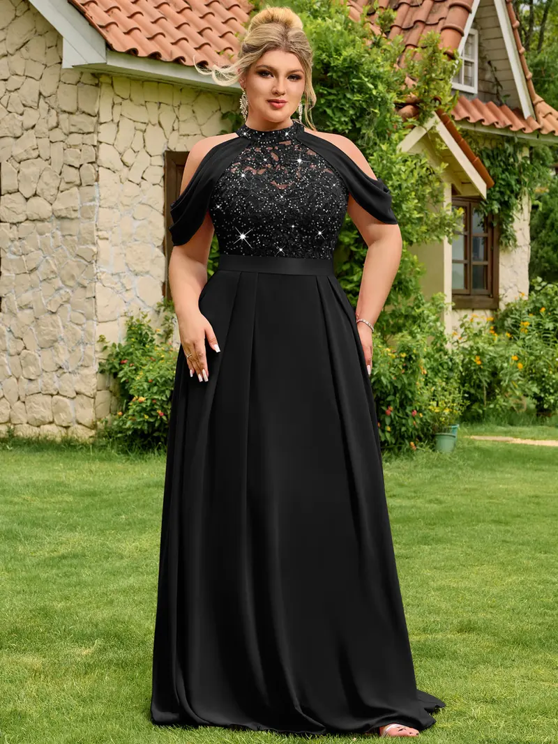 green emerald velvet dress Plus Size Satin Wedding Guest Dress with Slit main image 0