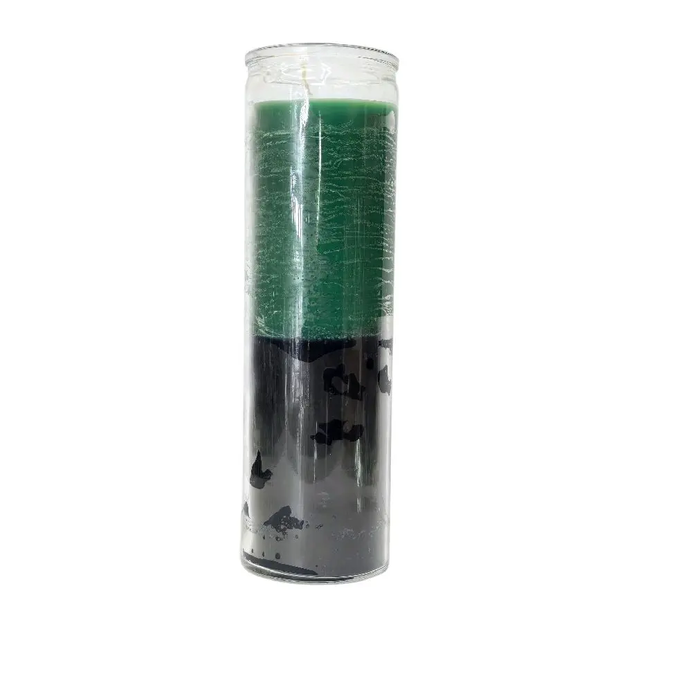 2-Tone Green & Black Aromatherapy Candle - Non-Toxic Home Decor with Light Healing, Energy Reversal Properties - 3 or 7-Day Use for Protection, Open Roads to Success - Green Top Black Bottom