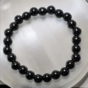 Natural Hematite Crystal Bead Bracelet 8mm 7" stretch bracelet