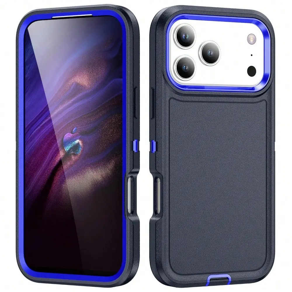 3-in-1 Heavy Duty 3-Layer Protective Case for iPhone 17/17 Air/16/15/14/13/12 Pro Max Plus. Shockproof, Anti-Drop, Durable & Rugged. Ideal Gift for Men & Women for Holidays & Birthdays.