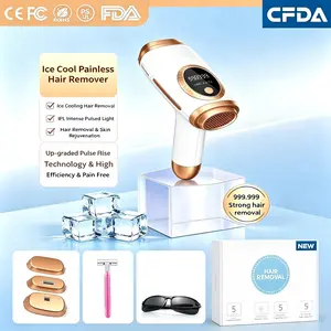 Laser Hair Removal IPL Device with Ice Cooling, Skin Sensor & SHR Mode, Dual Lights, 5 Levels, 999K Flashes Long-Lasting Hair Reduction for Women & Men Full Body Face Bikini Underarms,Comfortable Effective Results - Epilator