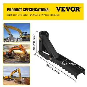VEVOR Backhoe Excavator Thumb Attachments, 36 inch Adjustable Extreme Weld On Backhoe Thumb Hoe Clamp 1/2 Inch Teeth Thick Steel Plate 16MM Assembly Bolt-On Design