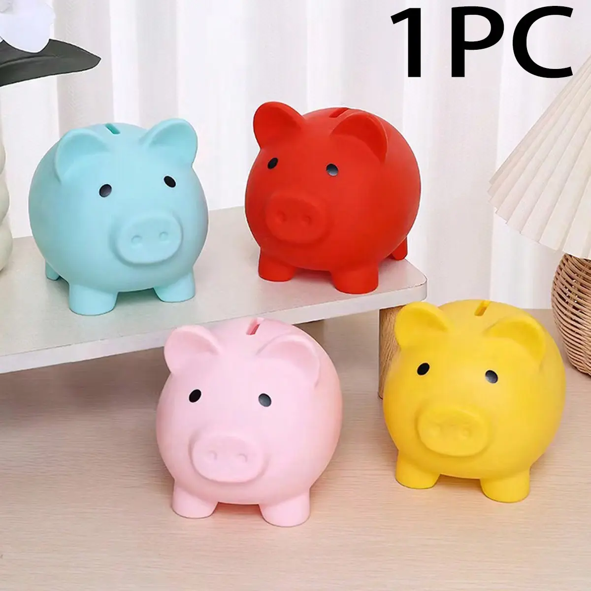 Cute Plastic Pig Piggy Bank for Kids and Adults, Decorative Piggy Bank, Money Box, Savings Coin Bank for Birthdays and Holidays, Perfect Gift for Christmas Halloween Thanksgiving