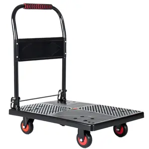 28.75*18.75*32.75 Inch Foldable Platform Push Cart, 330 LBS Heavy Duty Moving Dolly with 360° Swivel Silent Wheels, Noise-Free Rolling Compact Hand Truck for Home Garage Office Warehouse Garden, Heavy Duty Trolley, Storage Cart On Wheels