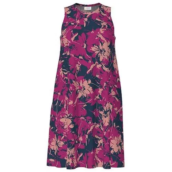LuLaRoe Charlotte • Sleeveless A-Line Swing Dress • Side Seam Pockets • Navy Magenta Pink Floral