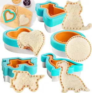 Sandwich Cutter & Sealer 5pc Value Set - Make Five Unique Fun Crustless Stuffed Shapes - Peanut Butter Jelly Fun Meals for Bento Lunch Box & Back to School- Bread Decruster