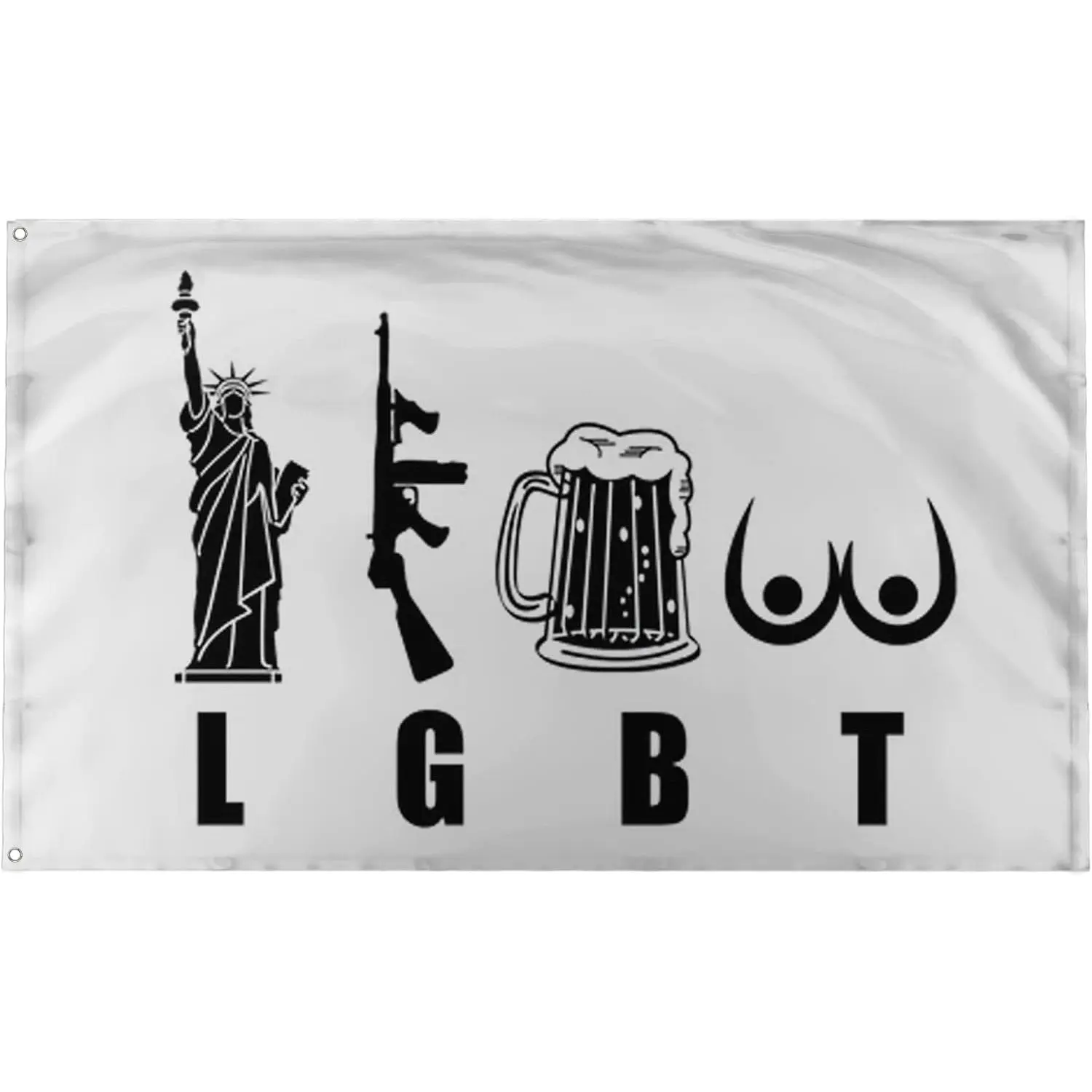 - LGBT - Liberty Guns Beer Tits Motivational Inspirational Office Gym Wall Dorm Decor Design on a 3X5 Feet Flag with 2 Grommets for Easy Outdoor Hanging.Authentic BANGER FLAG