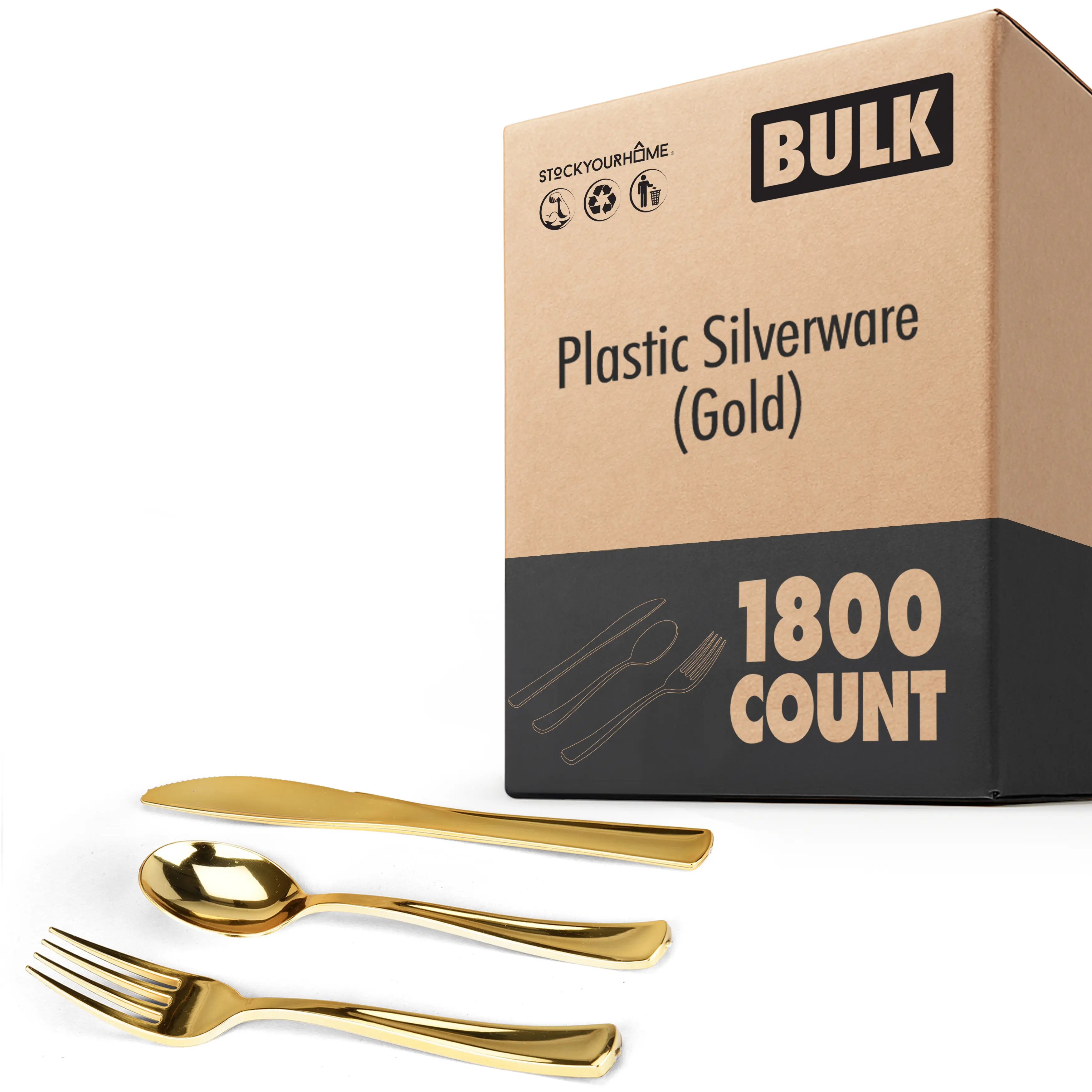Plastic Silverware - Gold (1800 Pack) - overseas relaunch Plastic Silverware - Gold (1800 Pack) - overseas relaunch