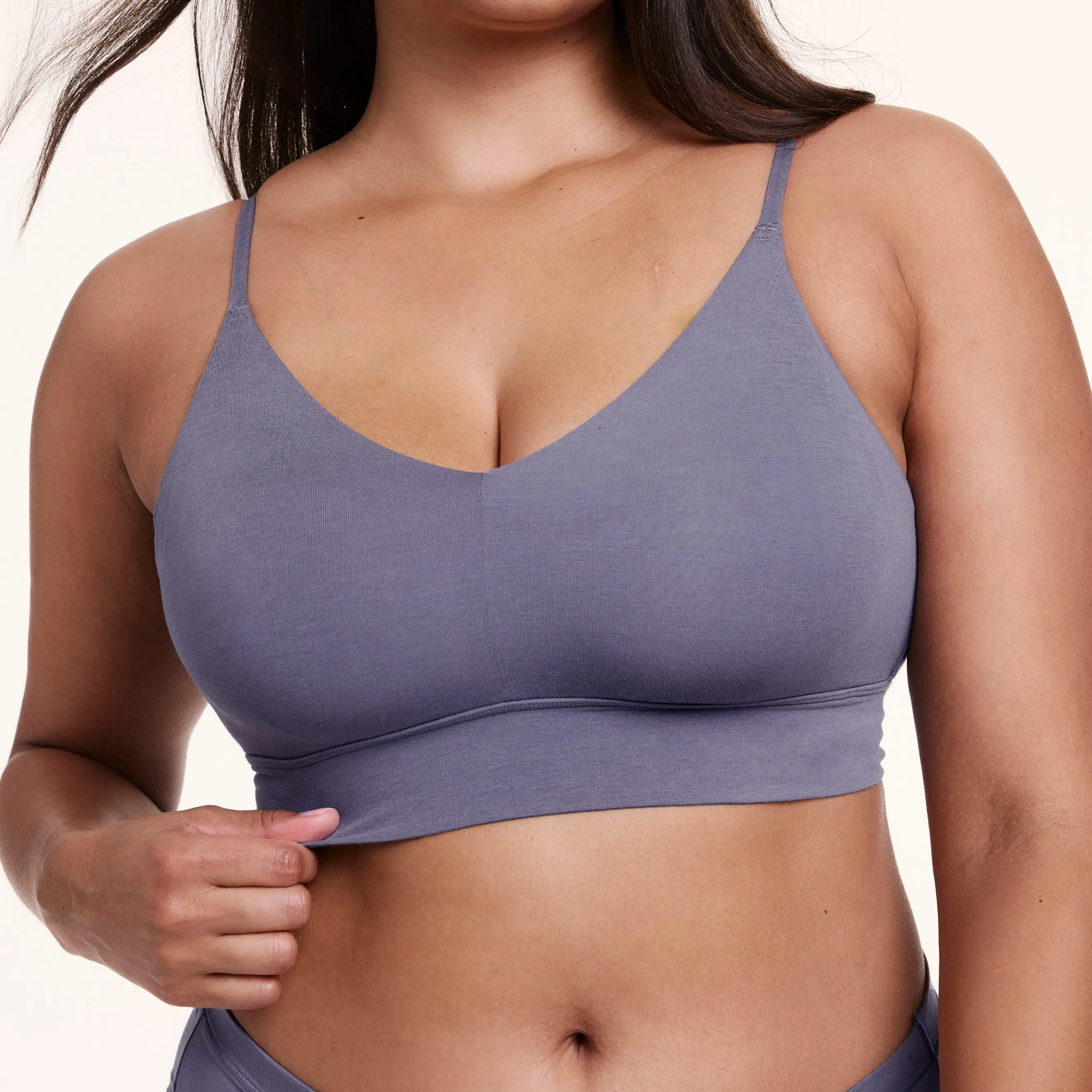 Cloud Cotton Triangle Bralette - Slate