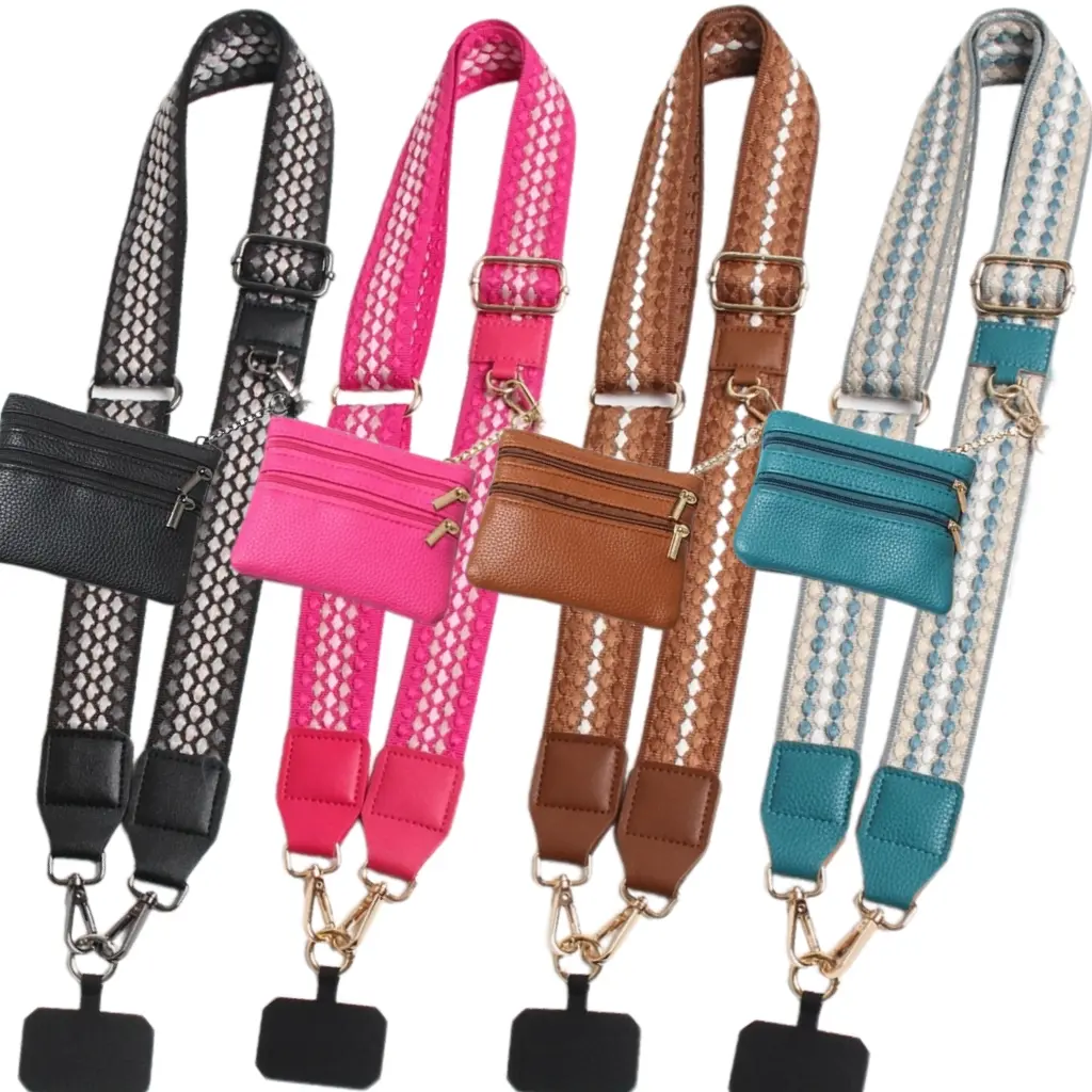 Phone Chain Crossbody Strap with Polyester Zipper Pouch - Cute Phone Accessories, Crossbody Design, Removable, Adjustable, Convertible to Wristlet/Shoulder Strap, Durable for Mother's Day