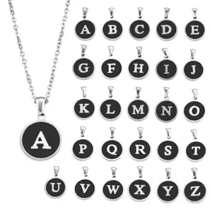 Personalized Initial Letter Necklace, 26 A-Z Alphabet Round Pendant, Stainless Steel Hypoallergenic Minimalist Jewelry, Everyday Wear Birthday Gift for Her