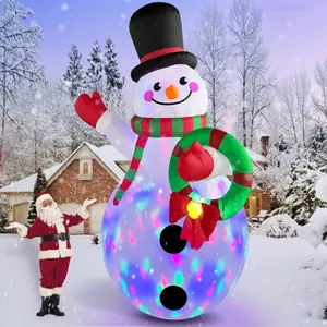 5 FT Giant Christmas Inflatables Snowman Outdoor Decorations Built-in Rotating LED Lights, Huge Blow Up Snow Man with Magic Hat IP44 Waterproof Xmas Decor for Yard Outside Lawn HolidayFFSummitSupply7