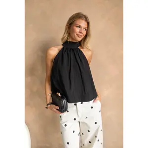 Cadie Black Tie Back Halter Tank