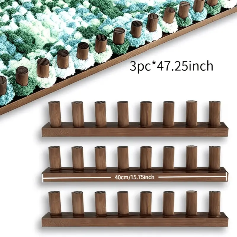 Wooden Adjustable Knitting Board Hand Weaving Tool Kit for Thick Blanket Rug Scarf Beginner Friendly No Power Needed