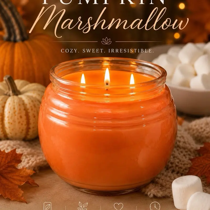 Luxury 3-Wick Pumpkin Marshmallow Coconut Wax Candle
