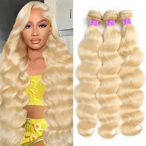613 Blonde Human Hair Bundles Body Wave Human Hair Bundles With Closure 4x4 Unprocessed Brazilian Human Hair Bundles Straight Human Hair Extensions