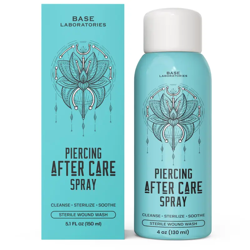 Base Laboratory Piercing Aftercare Spray - Saline Spray for Piercings For Piercing & Keloid Bump Removal for Ears, Bell Wound Healing