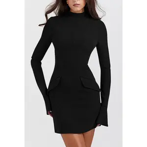 Mock Neck Long Sleeve Mini Dress