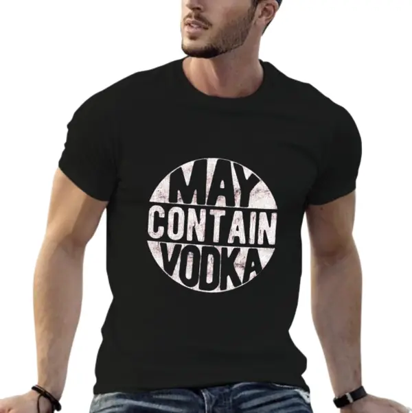Womens May Contain Vodka T Shirt Funny Liquor Drinking Party Graphic Tee Funny Womens T Shirts Cute Vintage Fashion Casual Ladies T-Shirt Gift Liquor Tops for Women Funny Drinking Top Women's Novelty Tees Red