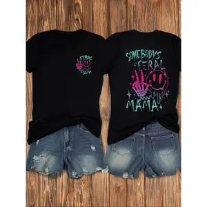 Campus Western Sweet Cool Back-To-School Set, Short Sleeve Western Cow Print, High Waist Ruched Shorts, Spring & Fall Fashion