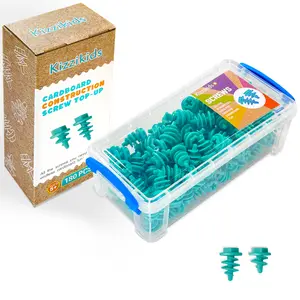 Screws Kit Top-up 180 Piece, Cardboard Construction Tools, STEM Educational Toys for at-Home Play + Classroom Learning, Mix Kit for Boys and Girls Aged 5+ (Blue)