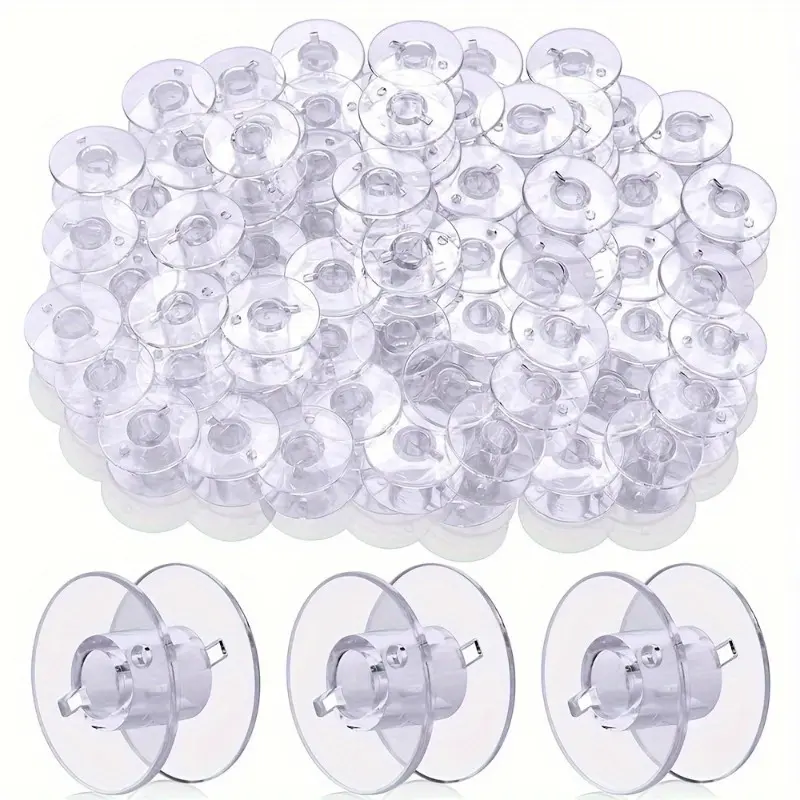 100pcs Transparent Spool Sewing Machine Spool Household Sewing Tools Sewing Accessories and Supplies Sewing Products Transparent Plastic Bobbin