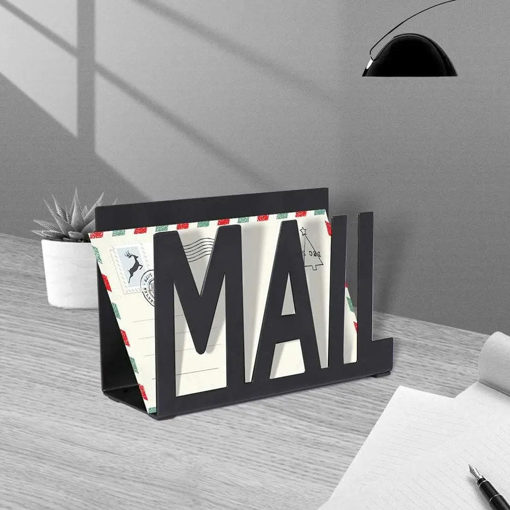 Mail Holder, Desktop Mail Sorter, Hollow Out Mail Organizer, File Holder for Desk, Office Supplies, Home Organizer for Desk, Home Supplies, Racks, Display Holder