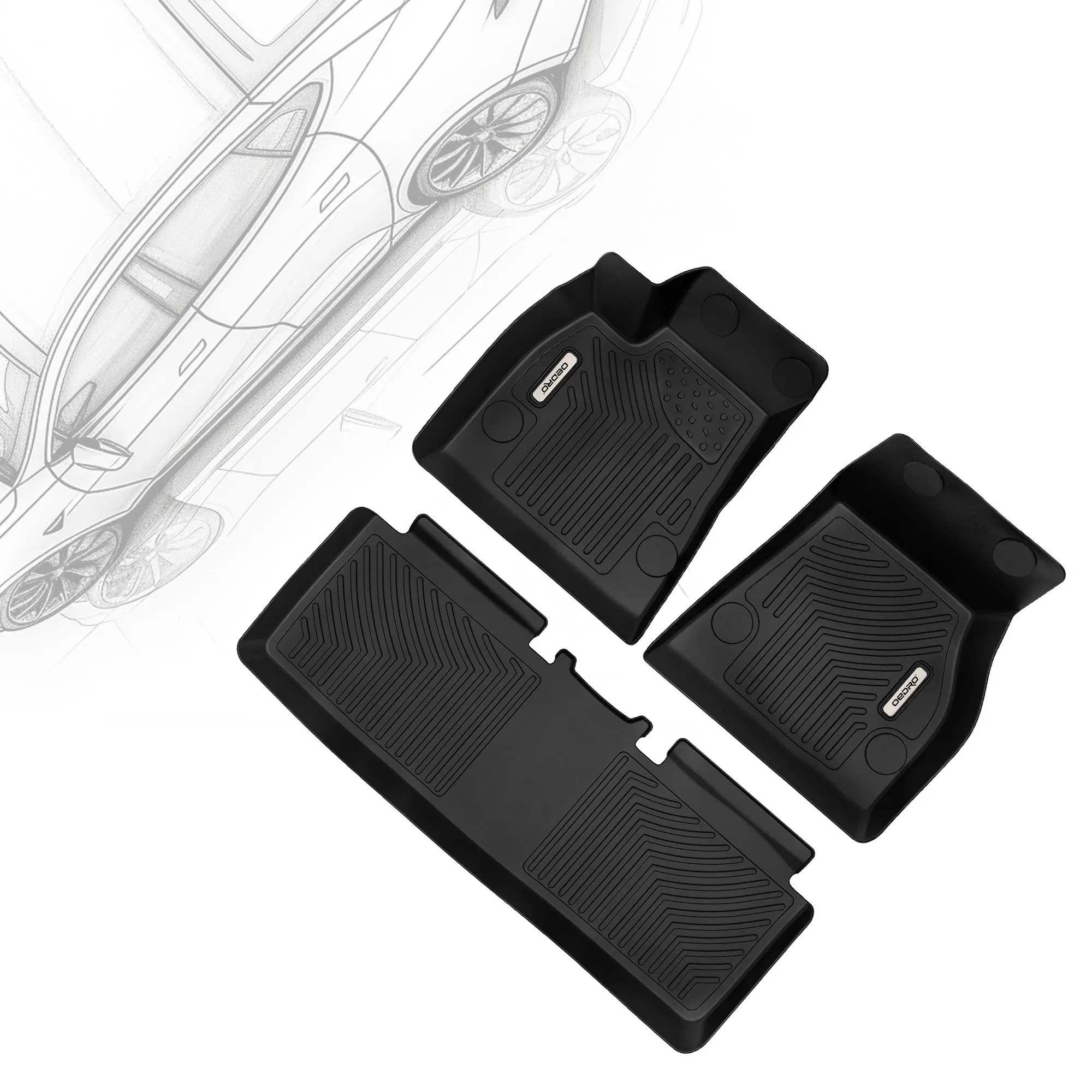 OEDRO TPE Floor Mats fits Tesla Model S 2015-2020, All Weather, Waterproof