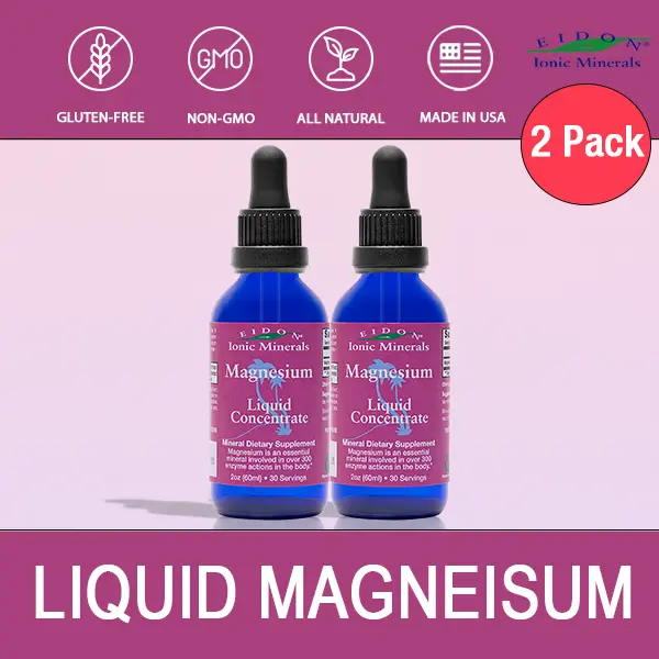 EIDON IONIC MINERALS Liquid Magnesium Concentrate 2oz (60ml) 2 Pack Essential for Heart & Nerve Function. Dietary Magnesium Supplement Daily Liquid Supplement