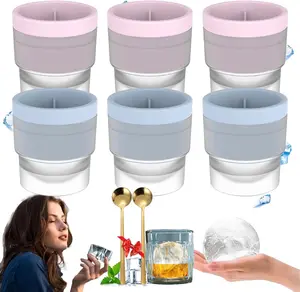 Ice Ball Molds, Set of 3, Slow-Melting Stackable Ice Cube Maker, 2.5 Inch big Ice Spheres for Whiskey Cocktails Juice Beverages Bourbon