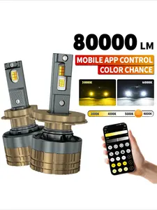 2pcs H4 H7 H11 LED Headlight Bluetooth APP Control 3000K 4300K 6000K Smart LED Chip For H1 9005 HB3 9006 HB4 9012 Car Accessories 12V