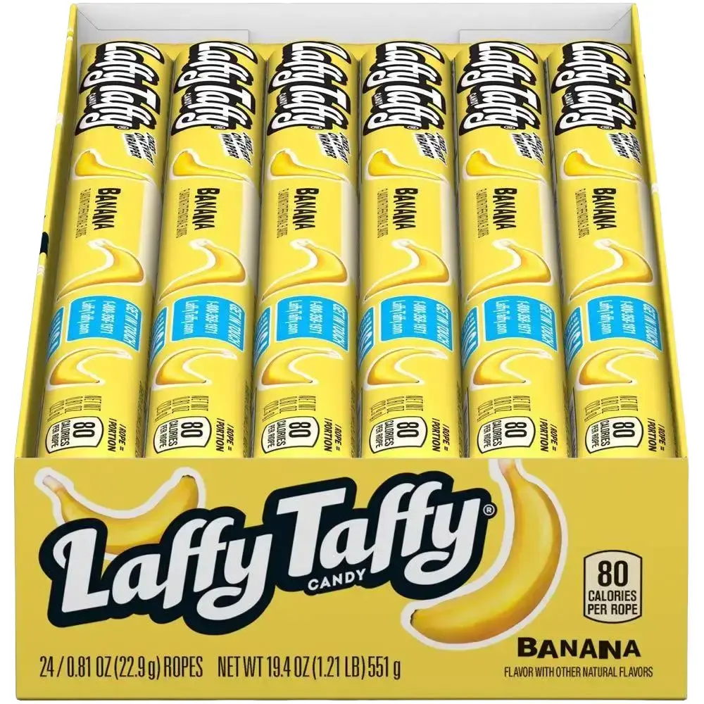 Laffy Taffy Banana Rope Candy – 24 Count (0.81 oz Each) Fruit Soft Snack Sweet