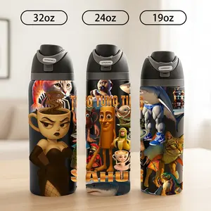 AuraCup 1pc 19/24/32oz Italian Brainrot Meme Tumbler with Lid and Straw, Funny Cartoon Stainless Steel Double Wall Insulated Travel Mug, Keep Hot 12H / Cold 24H, Creative Character Design Cup for Office, Outdoor, Halloween, Christmas, Thanksgiving Gifts,