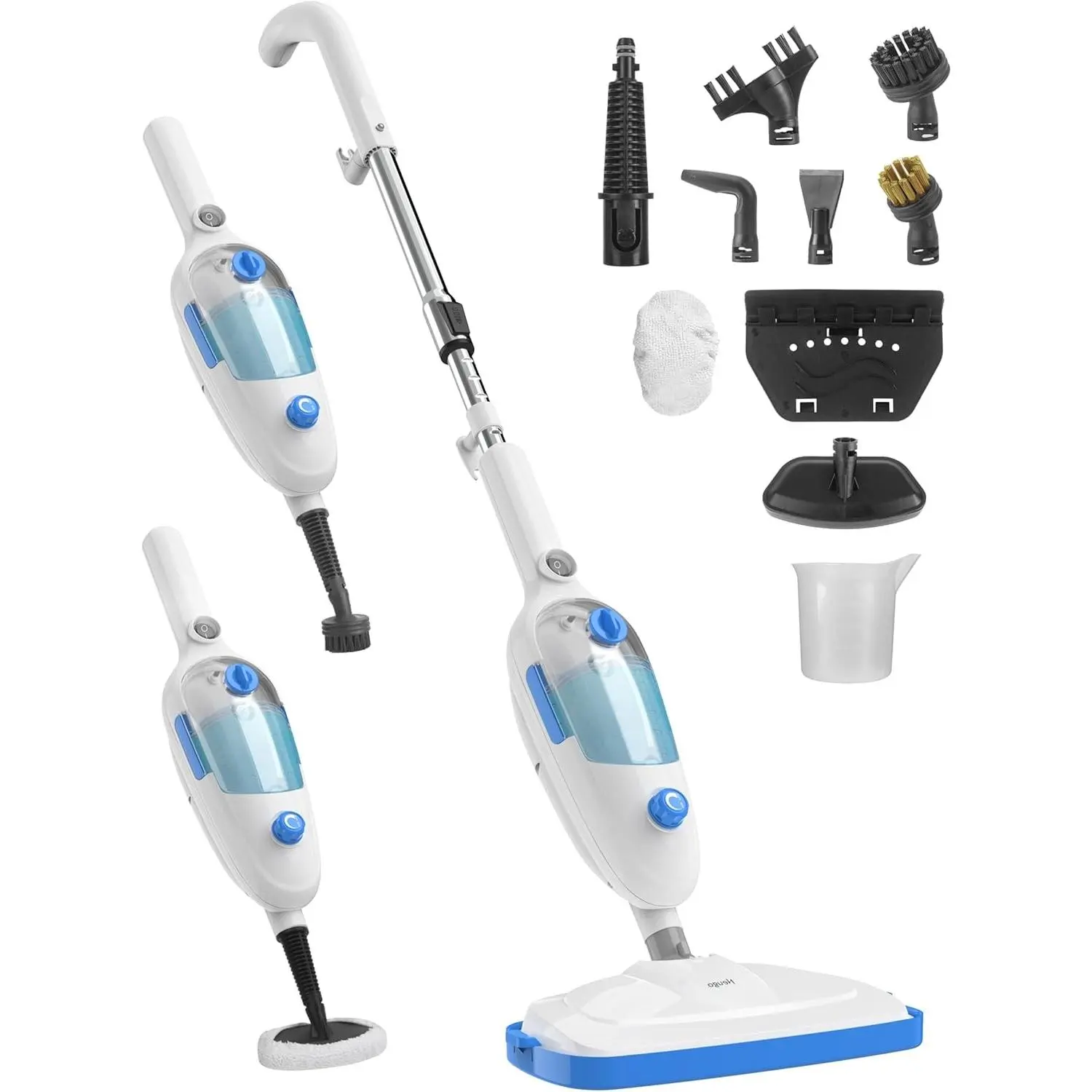 Steam Mop for Floor Cleaning, 10in1 Multi Purpose Handheld Steamer Cleaner Detachable for Vinyl, Laminate, Carpet, Tile Hard Floor Grout w/ 2 pad, 23ft Cord, 15oz Tank, Adjustable Steam & Height