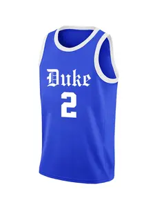 Men's Duke No. 2 Basketball Jersey, Breathable Sleeveless Round Neck Vest Top with Embroidered Graphics, Sports Clothing, Stylish Jersey, Workout Tops, Suitable for Basketball, Sports Running and Workout