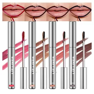 4Pcs Peel off Lip Liner Stain, Lip Gloss Lip Tint Set, Peel Off Nude Lipliner Makeup Velvet Matte Tattoo Peel Off Lip Liner Set Long-Lasting Waterproof Transfer-proof Brightening