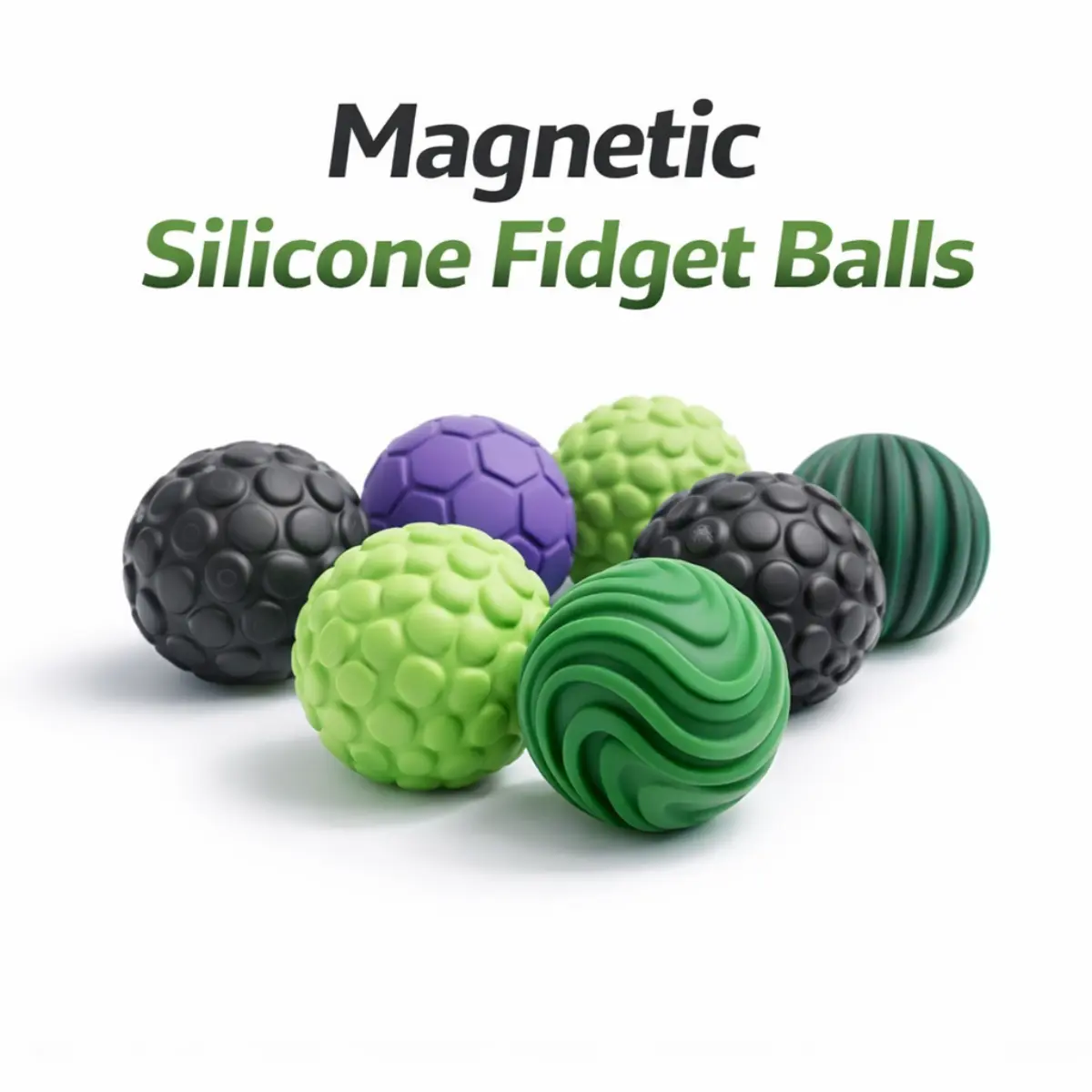 Magnetic Silicone Fidget Balls, 4 or 8 Pack, Sensory Desk Toy for Adults & Teens, Quiet Office Fidget Toy