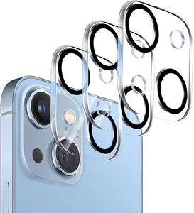 3 Pack Tempered Glass Camera Lens Protector for iPhone 14 6.1" & iPhone 14 Plus 6.7", Ultra HD, 9H Hardness, Anti-Scratch, Case Friendly, Easy to Install [No Affect on Night Shots]
