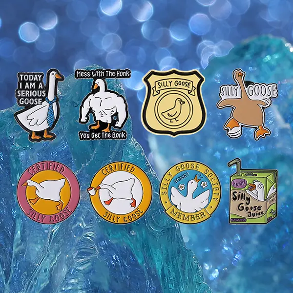 【 New autumn products of 2025 】 8 cartoon white goose series pins, exquisite badge pins, fashionable items, suitable for decoration on backpacks and clothing, exquisite gifts, perfect for giving gifts outdoorfun