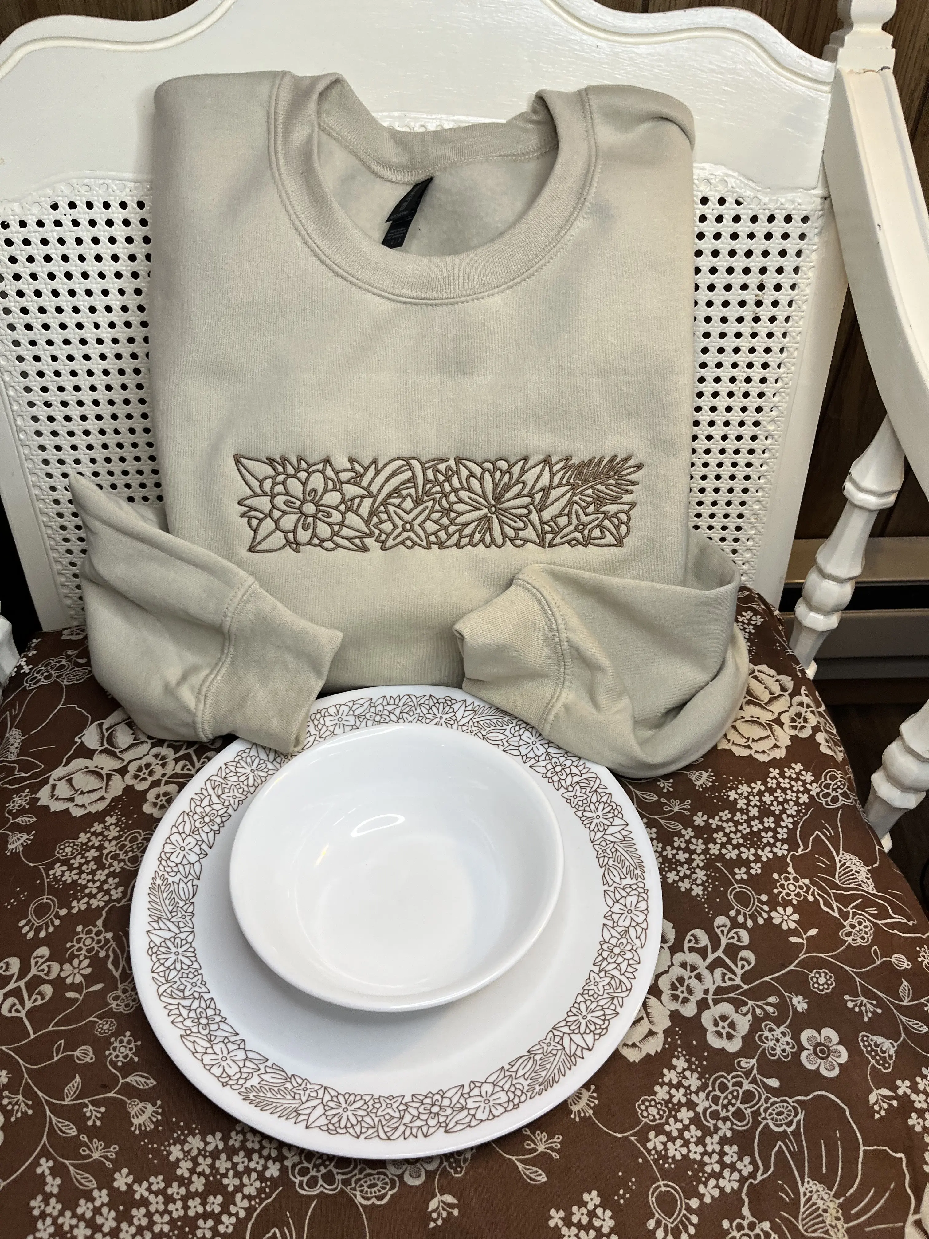 Woodland Pattern Corelle Embroidered Sweatshirt