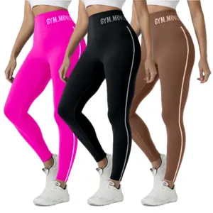Breathable Stretchy Yoga Leggings High Waisted Butt Lifting Pants with Letter Print for Workout Daily Wear High Stretchy Design Breathable Material