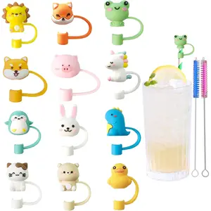 12 count Cute  Straw Covers Cap, Straw Toppers for Tumblers, Portable Drinking Straw Tips ,Dust-Proof Straw Plugs Soft Cap Protector Cover for 6-7mm Small Straws( Theme)