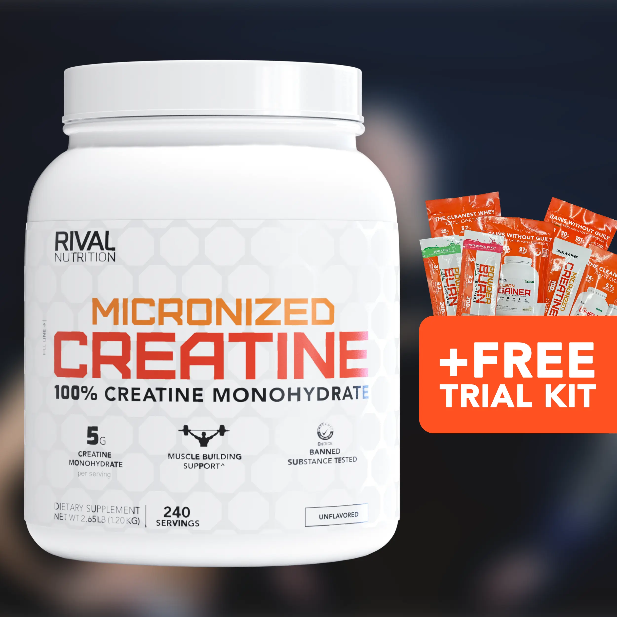 Rival Nutrition Micronized Creatine - 100% Creatine Monohydrate Powder - 5g Per Serving to Support Muscle Growth, Cognitive Health & Memory | 300g Unflavored Creatine for Men & Women - Fitness, Protein, Supplement